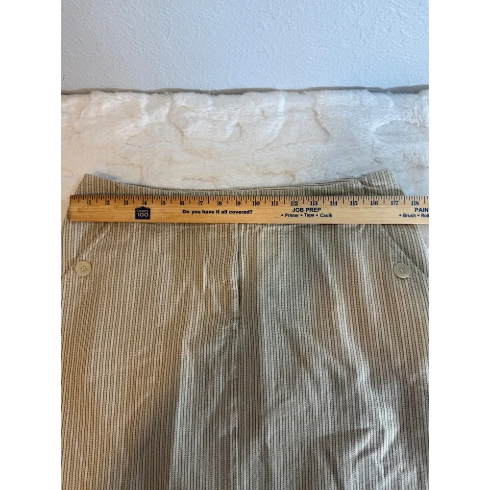 Christopher & Banks Womens Size 12 Tan Striped Cotton Knee Length Skirt